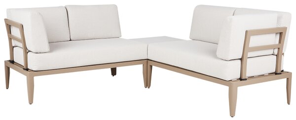 Záhradná sedacia súprava svetlobéžová hliník polyester 6-miestna 2 konferenčné stolíky balkón terasa