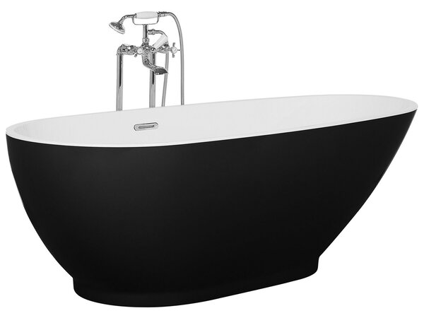 Voľne stojaca vaňa čierna sanitárny akrylát 173 x 82 cm pre jednu osobu oválny moderný dizajn