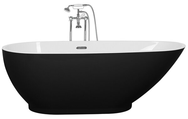 Voľne stojaca vaňa čierna sanitárny akrylát 173 x 82 cm pre jednu osobu oválny moderný dizajn