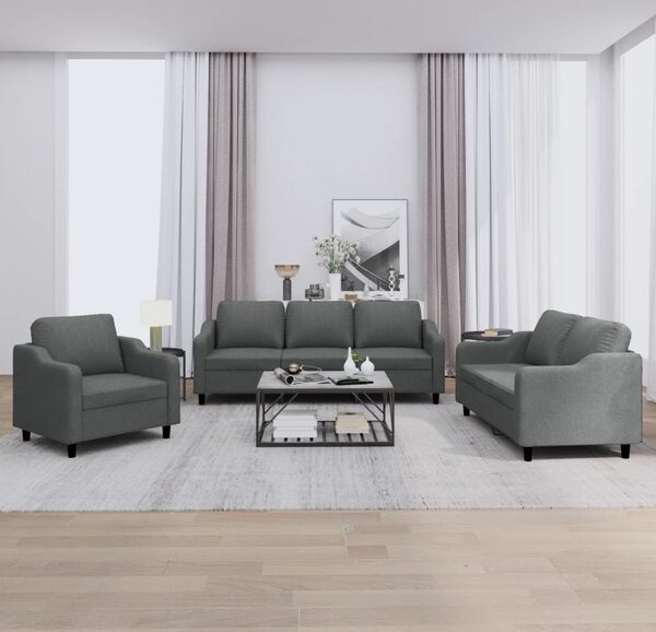 Maison Exclusive – 3-dielna sedacia súprava s vankúmi, tmavosivá látka