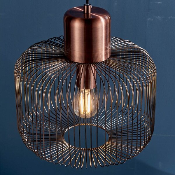 Endon 68986 - Závesný luster na lanku NICOLA 1xE27/40W/230V medený