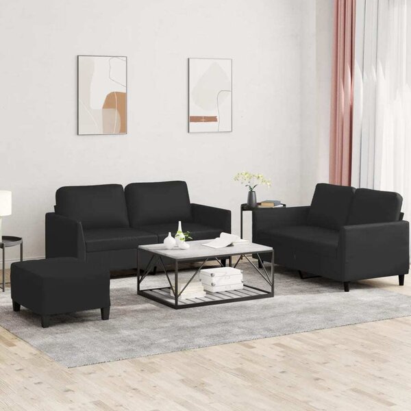 Maison Exclusive – 3-dielna sedacia súprava s vankúšmi, čierna umelá koža