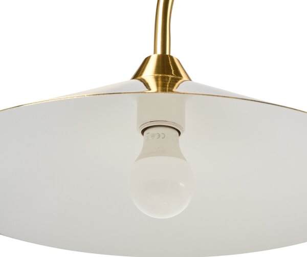 Stojaca lampa zlatá kovové tienidlo a podstavec moderný štýl obývacia izba spálňa