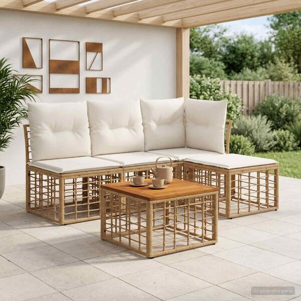 Maison Exclusive – Vonkajšia sedacia súprava, 5 kusov. Prírodný, krémovo biely polyester