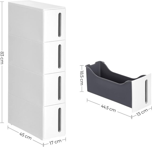 SONGMICS Úložný kuchynský regál BASTEN 84 cm biely
