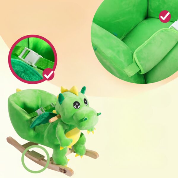 Hojdací dráčik DINO s bezpečnostným pásom, zelená Spielwerk