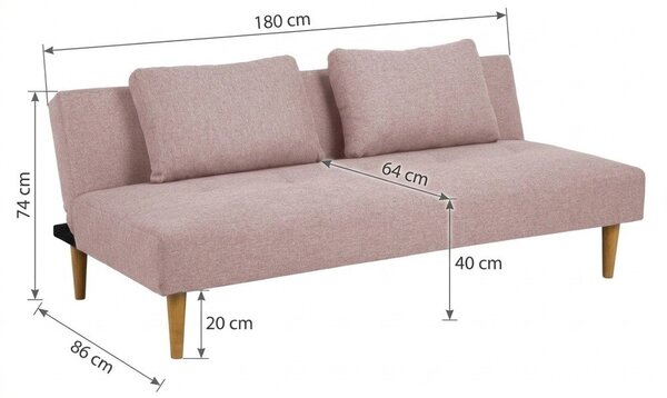 Ružová rozkladacia pohovka 180 cm Matylda – Essentials