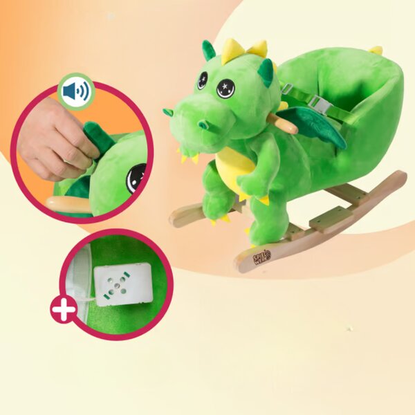 Hojdací dráčik DINO s bezpečnostným pásom, zelená Spielwerk