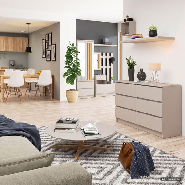 Komoda K120 6SZ CLP PK kašmírová
