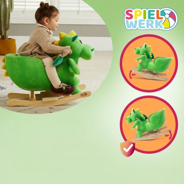 Hojdací dráčik DINO s bezpečnostným pásom, zelená Spielwerk