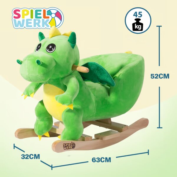 Hojdací dráčik DINO s bezpečnostným pásom, zelená Spielwerk