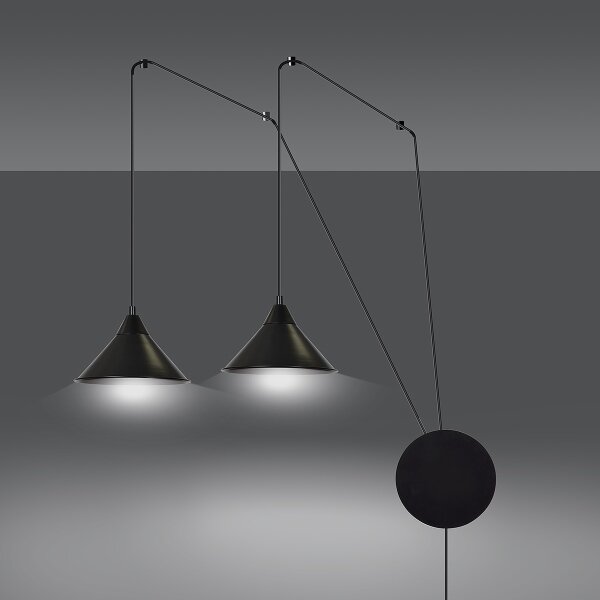 Luster na lanku ABRAMO 2xE27/15W/230V čierna