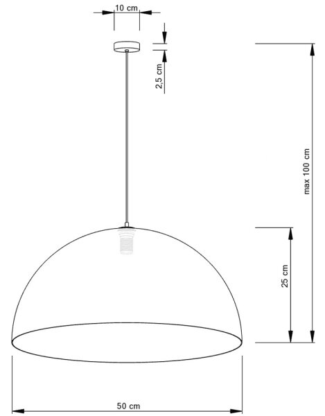 Luster na lanku SFERA 1xE27/60W/230V pr. 50 cm čierna/zlatá