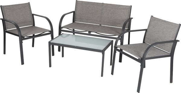 Záhradný set LOUNGE s kreslami, lavicou a stolíkom, šedý