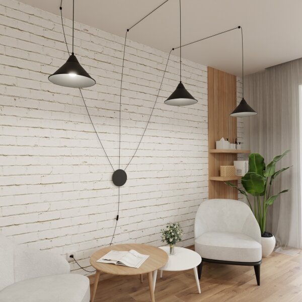 Luster na lanku ABRAMO 3xE27/15W/230V čierna