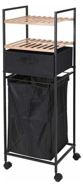 Mobilný kôš na bielizeň s policami a zásuvkou GARMENT 38x105 cm