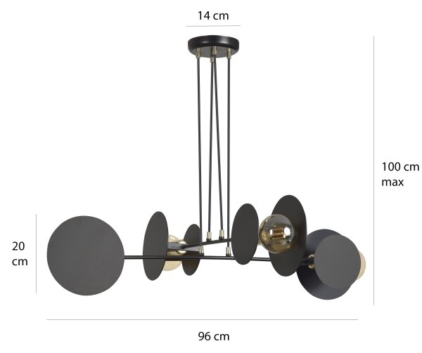 Luster na lanku IDEA 4xE27/15W/230V čierna
