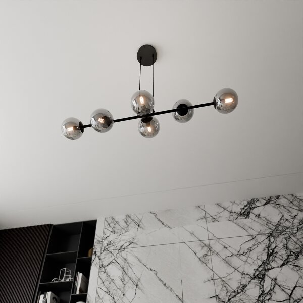 Luster na lanku ROSSI 6xE14/10W/230V čierna/šedá