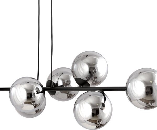 Luster na lanku ROSSI 6xE14/10W/230V čierna/šedá