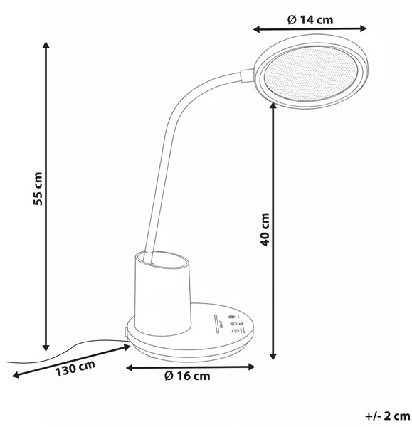 Stolná LED lampa modrá syntetický materiál 3 režimy teploty svetla so stmievačom dotyková nastaviteľná kancelária