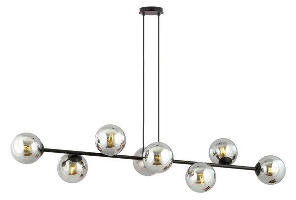 Luster na lanku ROSSI 8xE14/10W/230V čierna/šedá