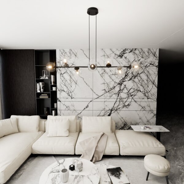 Luster na lanku ROSSI 8xE14/10W/230V čierna/číra