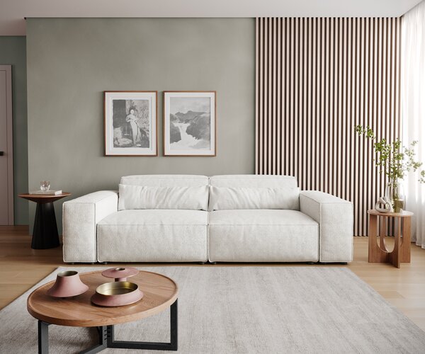 DELIFE Veľká pohovka Sirpio 230x95 cm bouclé bielo-béžová