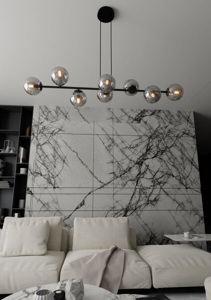 Luster na lanku ROSSI 8xE14/10W/230V čierna/šedá