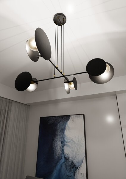Luster na lanku IDEA 4xE27/15W/230V čierna