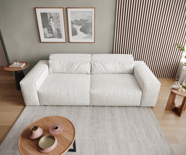 DELIFE Veľká pohovka Sirpio 230x95 cm bouclé bielo-béžová
