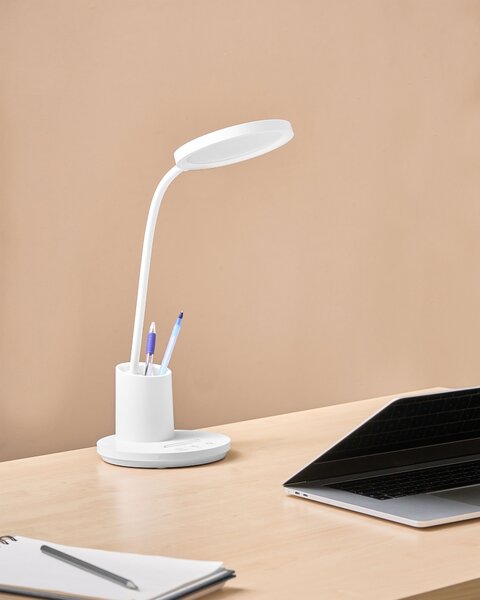 Stolná LED lampa biela syntetický materiál 3 režimy teploty svetla so stmievačom dotyková nastaviteľná kancelária