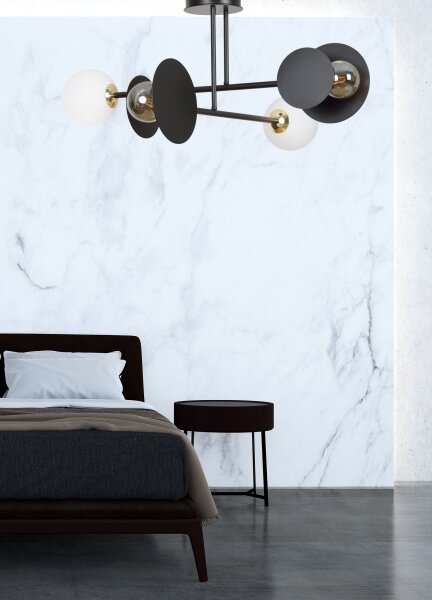 Luster na tyči MINERVA 2xE27/15W + 2xE14/10W/230V čierna