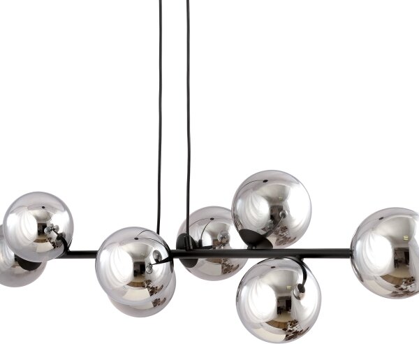 Luster na lanku ROSSI 8xE14/10W/230V čierna/šedá