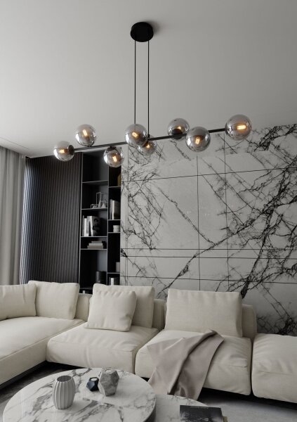 Luster na lanku ROSSI 8xE14/10W/230V čierna/šedá