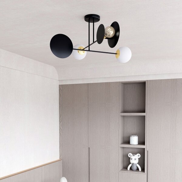 Luster na tyči MINERVA 2xE27/15W + 2xE14/10W/230V čierna