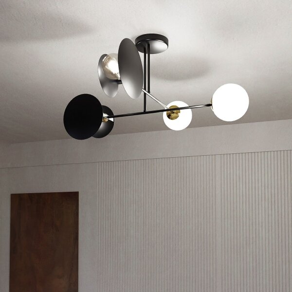 Luster na tyči MINERVA 2xE27/15W + 2xE14/10W/230V čierna