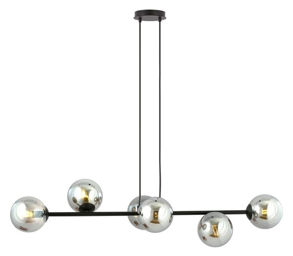 Luster na lanku ROSSI 6xE14/10W/230V čierna/šedá