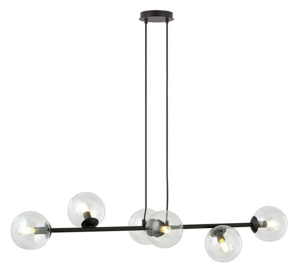 Luster na lanku ROSSI 6xE14/10W/230V čierna/číra