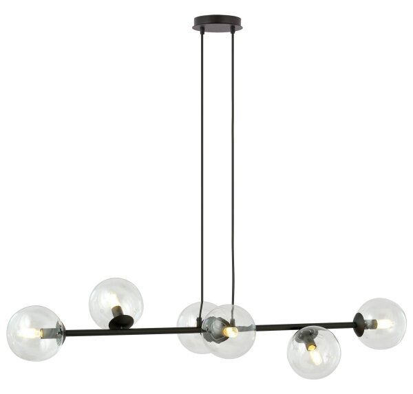 Luster na lanku ROSSI 6xE14/10W/230V čierna/číra
