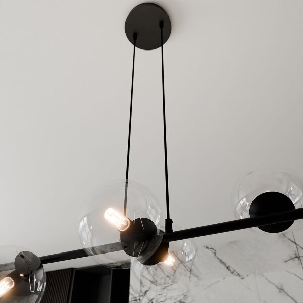 Luster na lanku ROSSI 6xE14/10W/230V čierna/číra