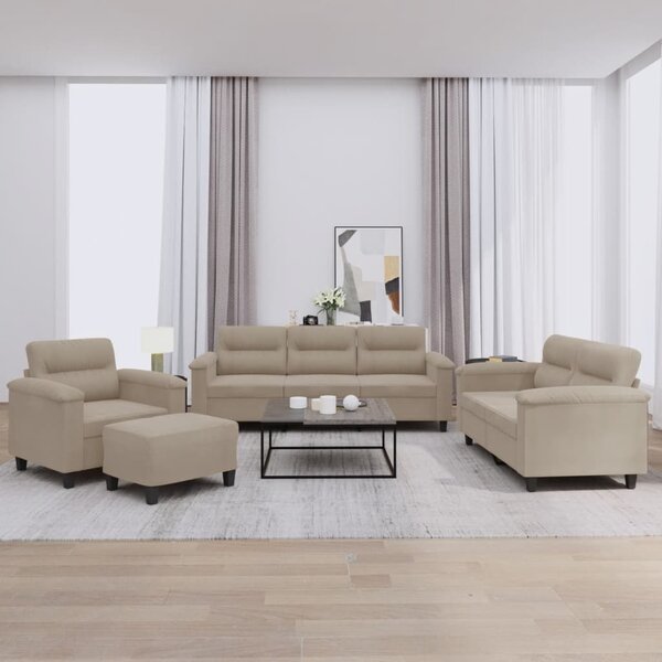 Maison Exclusive – 4-dielna sedacia súprava s vankúšmi, farba taupe, mikrovlákno