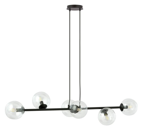 Luster na lanku ROSSI 6xE14/10W/230V čierna/číra