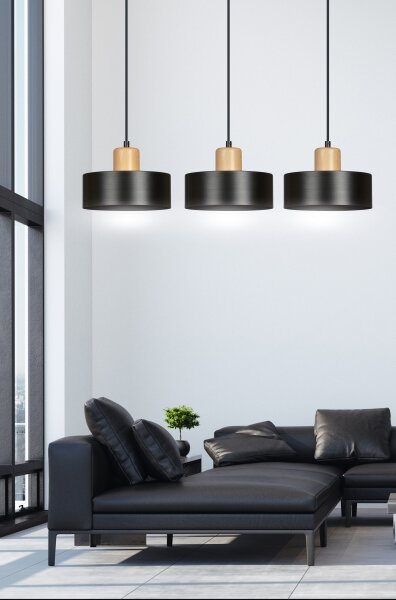 Luster na lanku TORIN 3xE27/15W/230V čierna