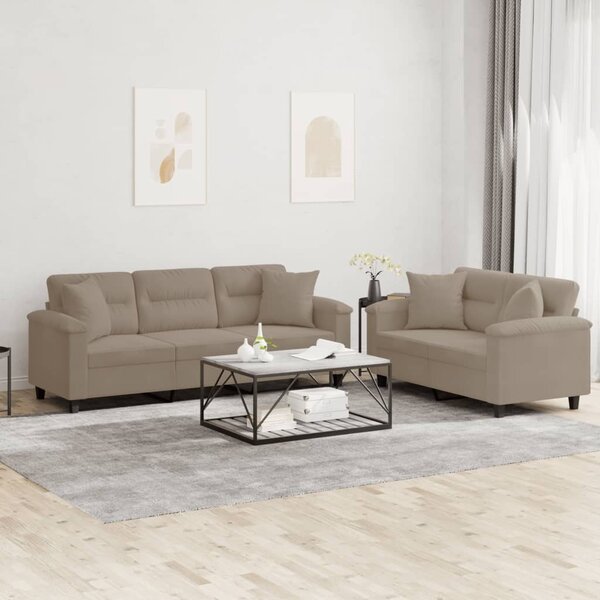 Maison Exclusive – 2-dielna sedacia súprava s vankúšmi, farba taupe, mikrovlákno