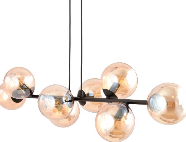 Luster na lanku ROSSI 8xE14/10W/230V čierna/béžová