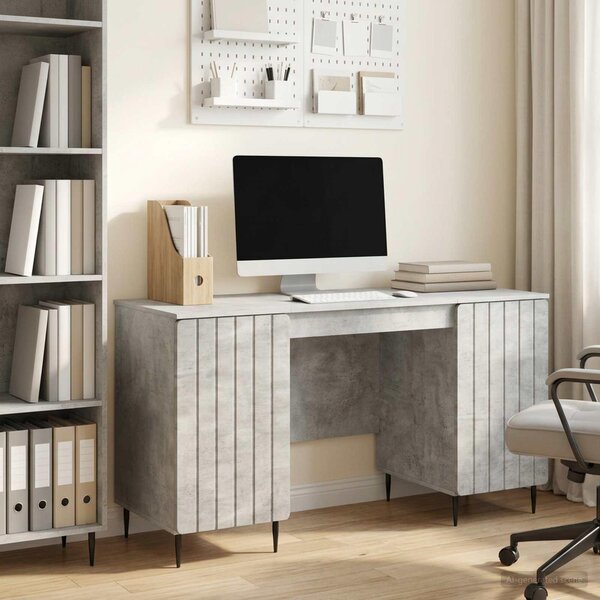 Maison Exclusive – písací stôl s dvierkami, betónovo šedý, 142,5 x 50 x 75 cm, drevotrieska