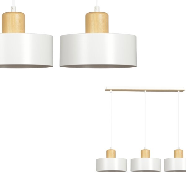 Luster na lanku TORIN 3xE27/15W/230V biela