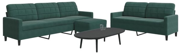 Maison Exclusive – 3-dielna sedacia súprava s vankúšmi, tmavozelený zamat