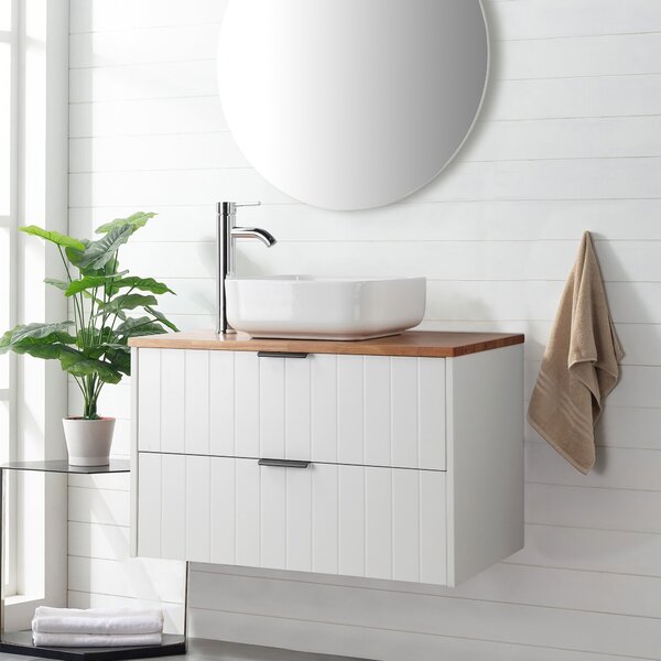 Závesná skrinka pod umývadlo Houseland Velora s doskou 80 cm biela/dub
