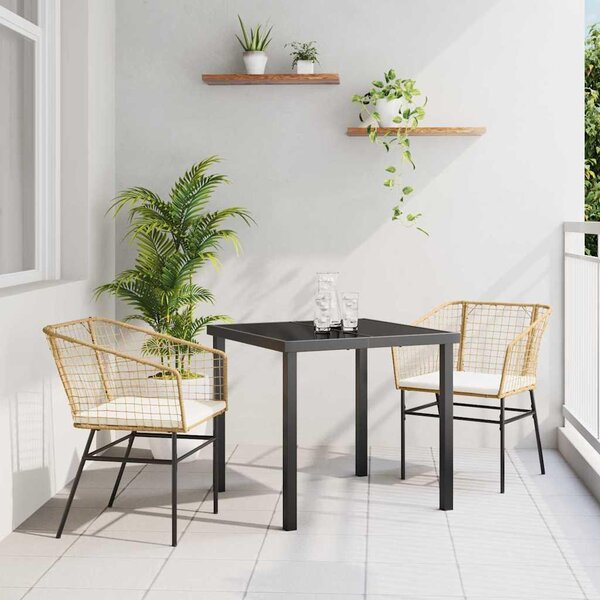 Maison Exclusive – Záhradná jedálenská súprava, 3 kusy, hnedý polyratan